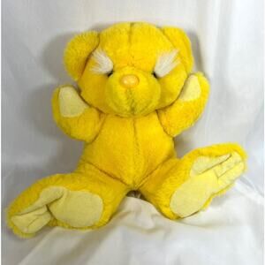 Fairview Teddy Bear Plush Yellow Stuffed Animal Bushy Eyebrow 11" Seated Vintage